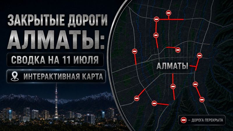 Закрытые дороги в Алматы: сводка на 11 июля. Интерактивная карта