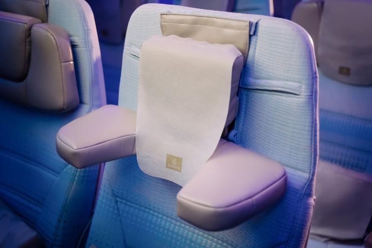 Подголовник на креслах экономкласса Emirates Emirates