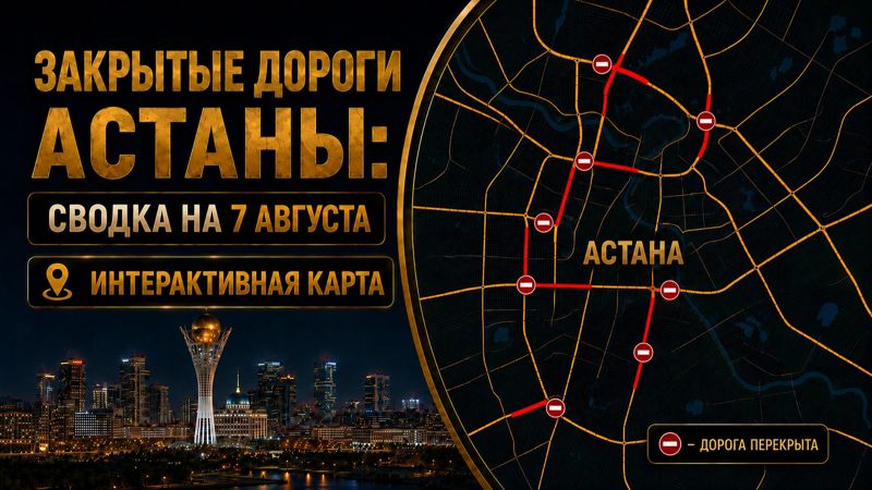 Закрытые дороги в Астане на 7 августа: где не проехать. Интерактивная карта