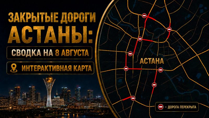 Закрытые дороги в Астане на 8 августа: где не проехать. Интерактивная карта