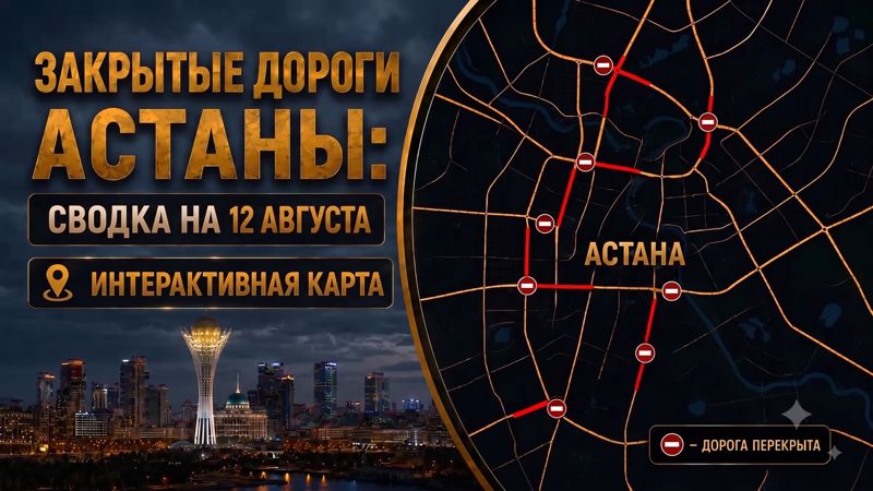 Закрытые дороги в Астане: сводка на 12 августа. Интерактивная карта