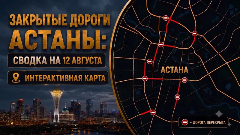 Карта закрытых дорог Астаны