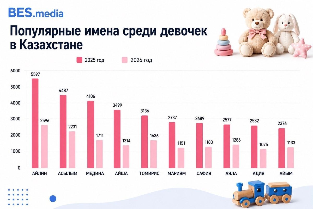 Диаграмма в формате столбиков с демонстрацией популярности имён