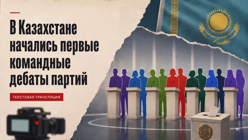 Коллаж с представителями партий на дебатах в курултай