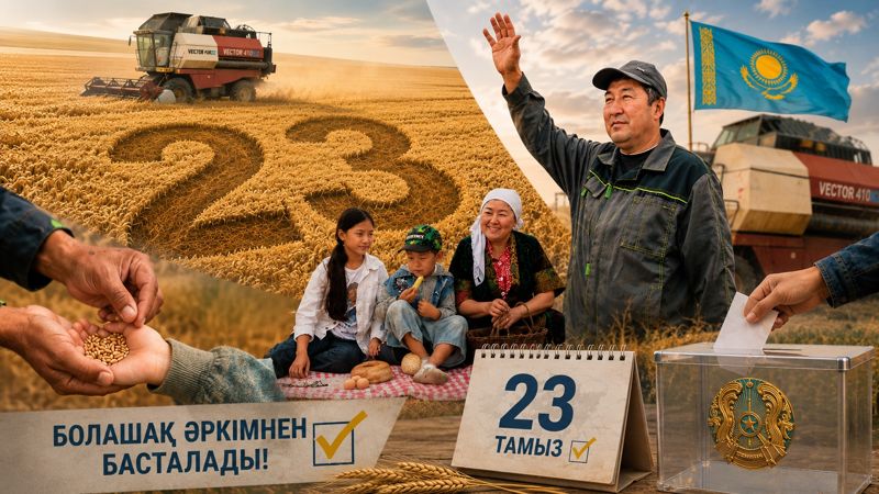 Число "23" появилось на пшеничном поле в Карагандинской области перед выборами в курултай