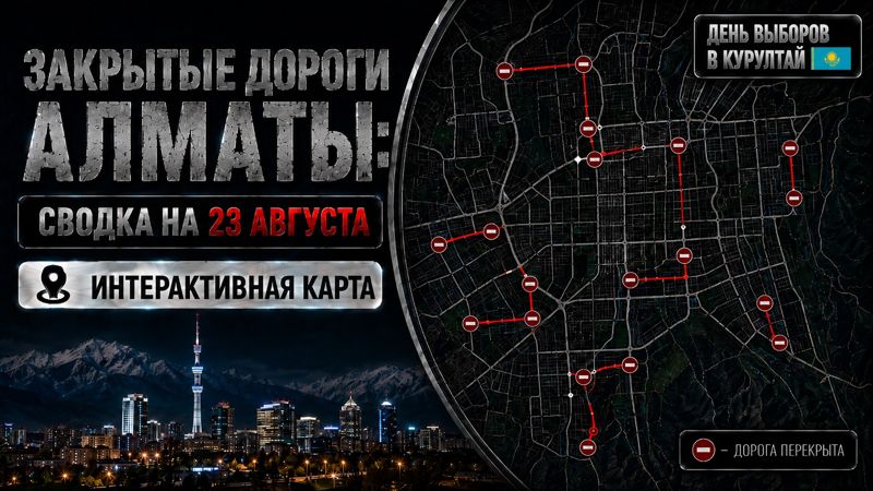 Закрытые дороги в Алматы: сводка на 23 августа. Интерактивная карта