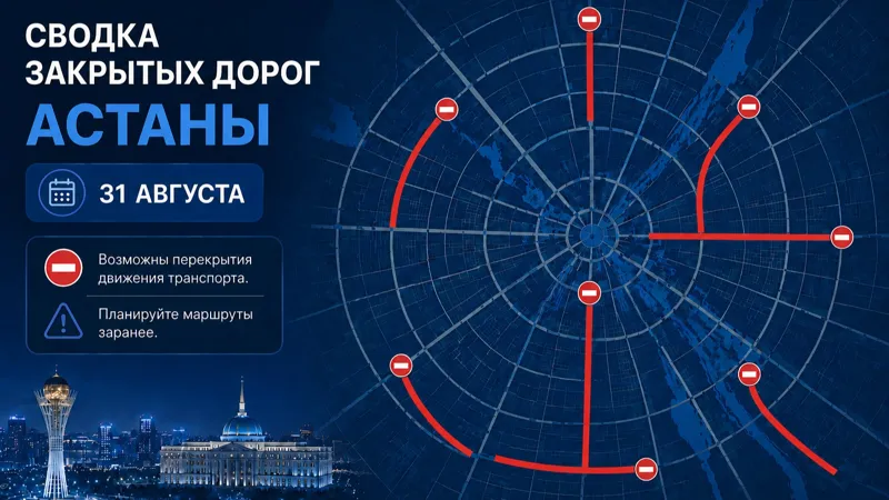 Сводка закрытых дорог Астаны