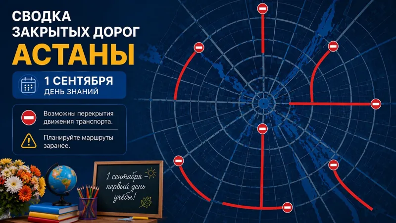 Иллюстрация о перекрытии дорог в Астане