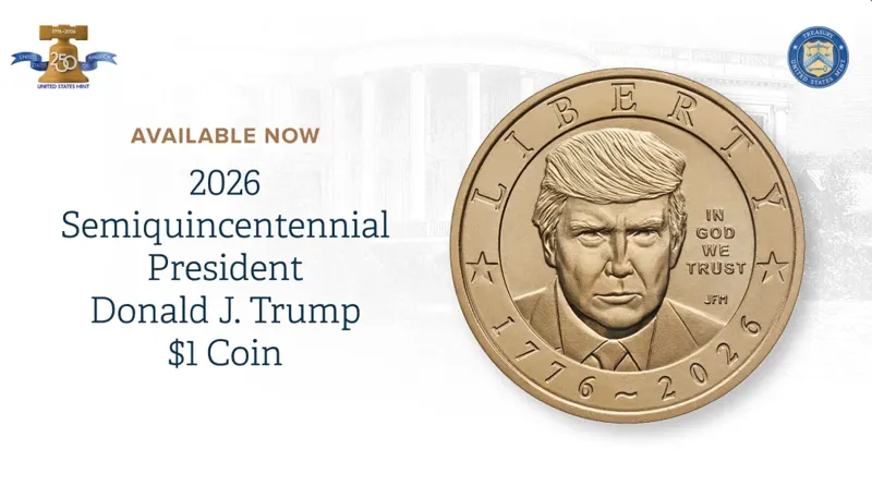 Монета номиналом в 1 доллар с Дональдом Трампом