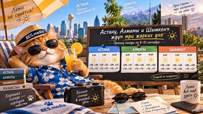 Лето не сдаётся: Астану, Алматы и Шымкент ждут три жарких дня