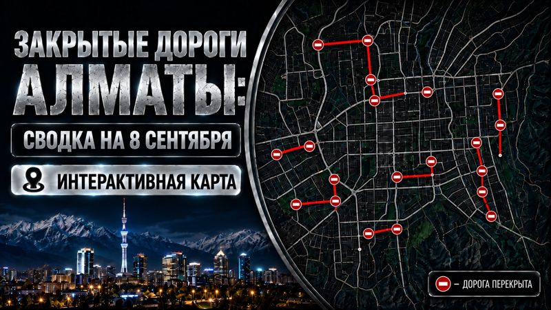 Закрытые дороги в Алматы: сводка на 8 сентября. Интерактивная карта