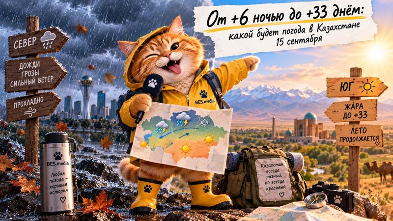 От +6 ночью до +33 днём: какой будет погода в Казахстане 15 сентября