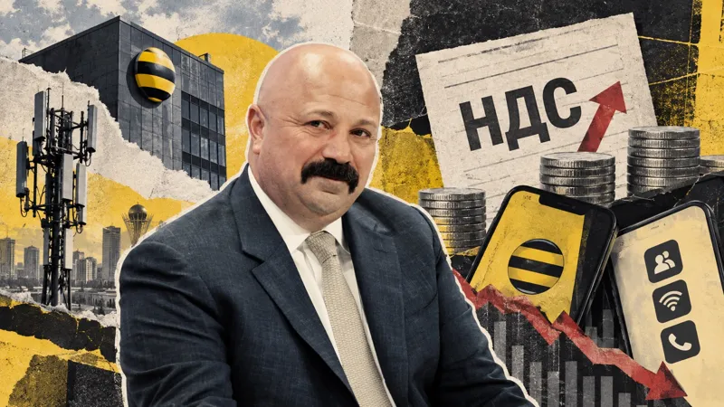 Каан Терзиоглу на фоне символов мобильной связи, роста НДС и снижения финансовых показателей VEON в Казахстане