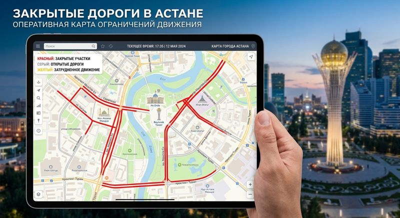 Закрытые дороги в Астане: сводка на 18 сентября. Интерактивная карта