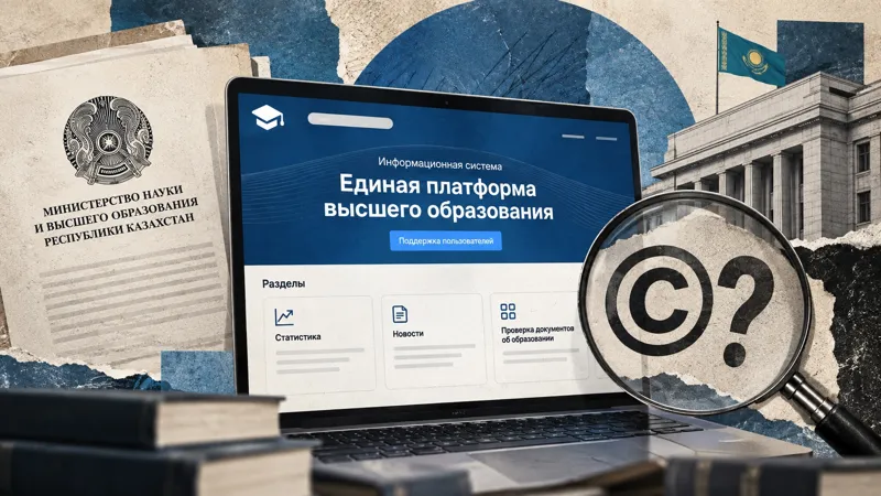 Иллюстрация о споре вокруг прав на Единую платформу высшего образования в Казахстане