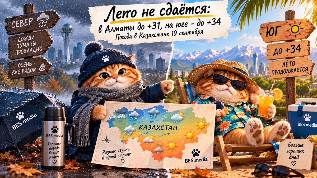 Лето не сдаётся: в Алматы до +31, на юге Казахстана – до +34 градусов
