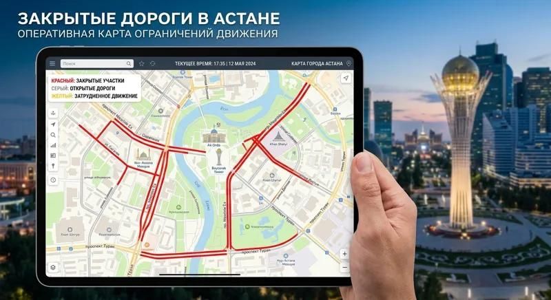 Закрытые дороги в Астане: сводка на 20 сентября. Интерактивная карта