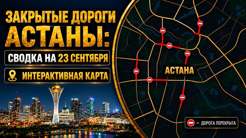 Закрытые дороги в Астане: сводка на 23 сентября. Интерактивная карта