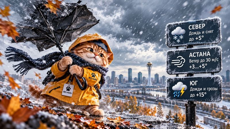 Снег и ветер до 30 м/с: какой будет погода в Казахстане 5 октября