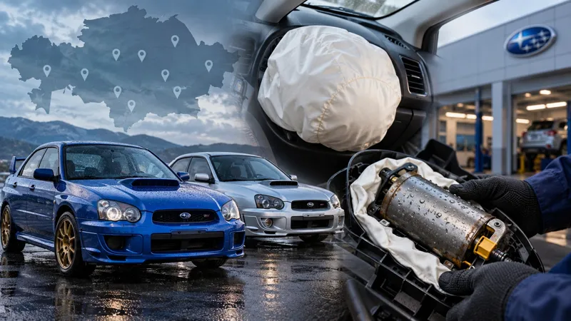 Subaru Impreza и WRX рядом с сервисным центром и модулем пассажирской подушки безопасности