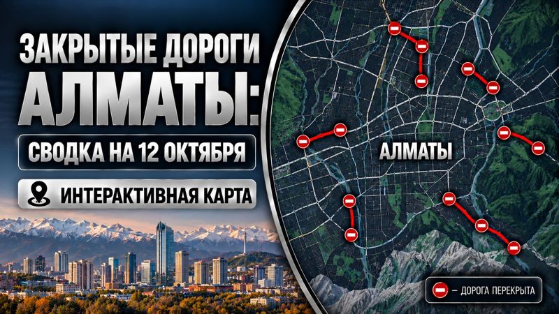 Закрытые дороги в Алматы: сводка на 12 октября. Интерактивная карта