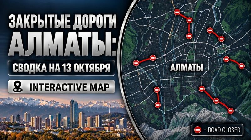 Закрытые дороги в Алматы: сводка на 13 октября. Интерактивная карта