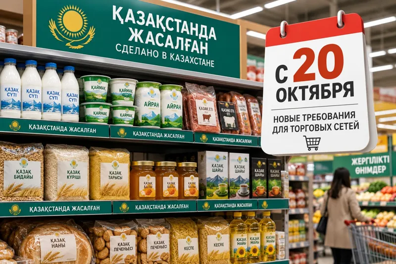 Полки в магазине под казахстанские товары