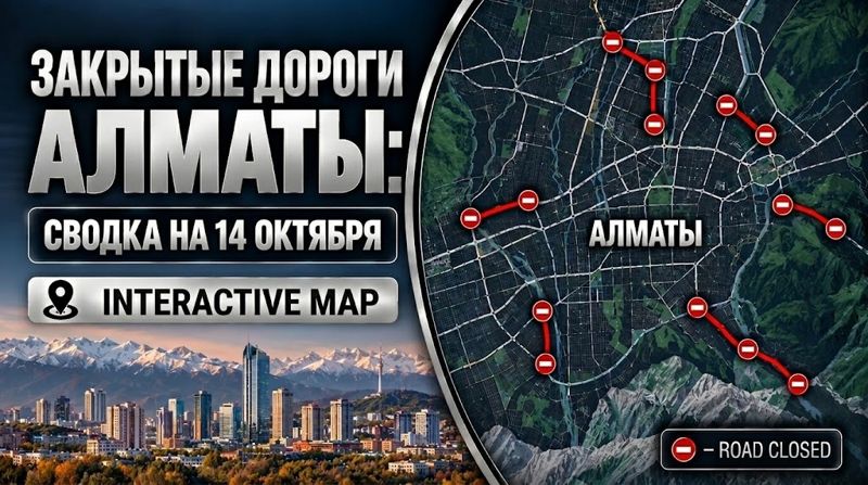 Закрытые дороги в Алматы: сводка на 14 октября. Интерактивная карта