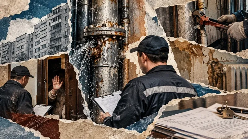 Коллаж из сгенерированных изображений сантехника и жильца