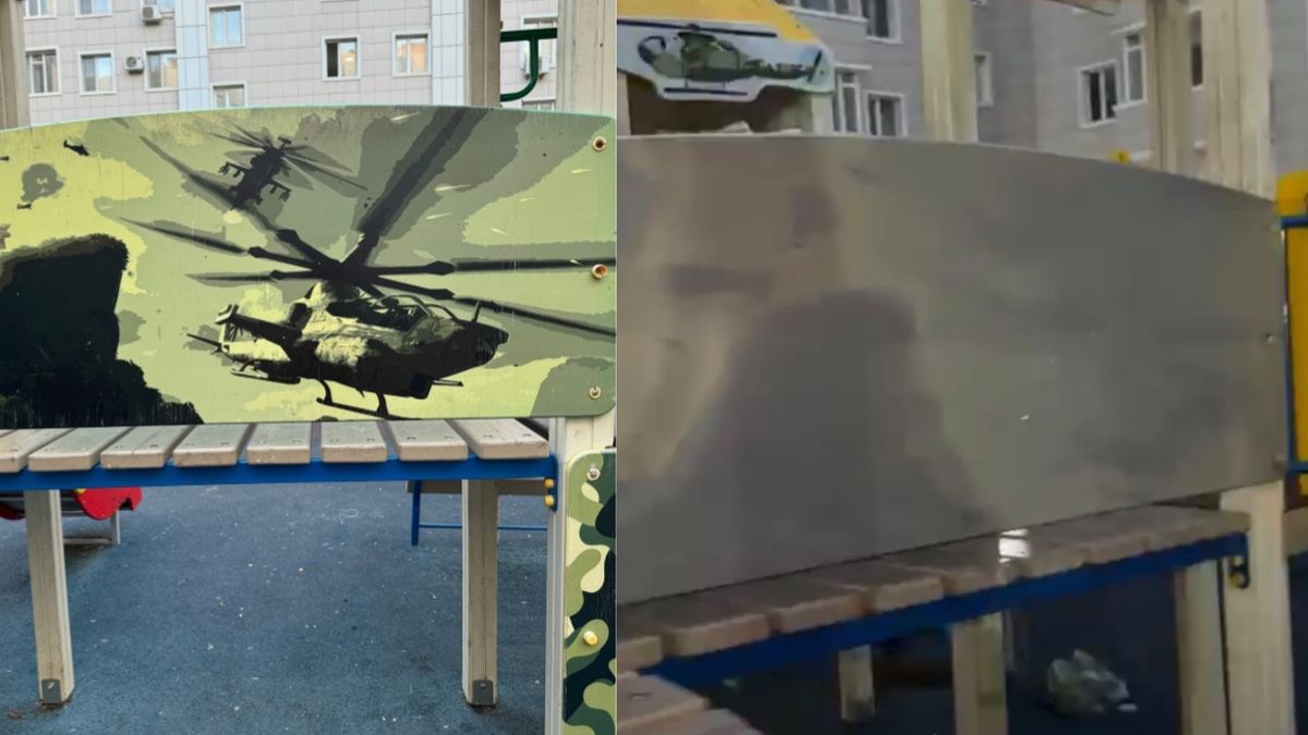 В Астане закрасили рисунки о войне на детской площадке после жалоб жителей