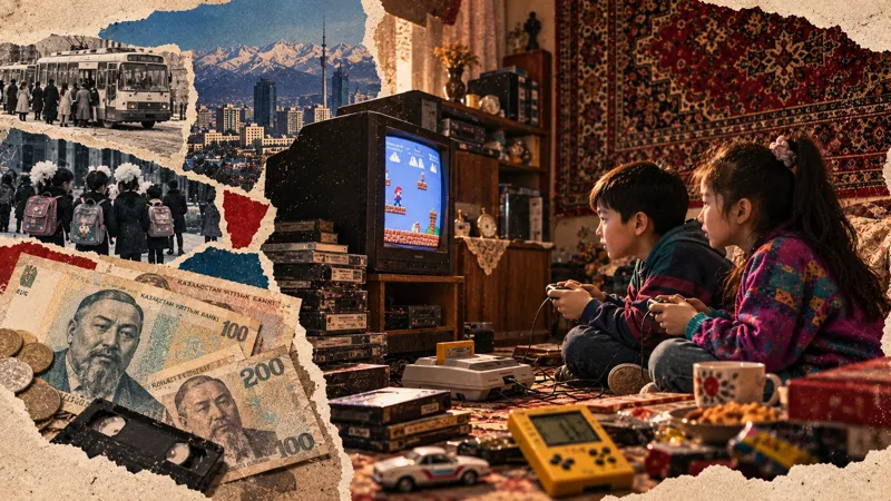 Коллаж с изображением детей играющих в приставку